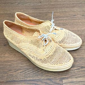 Robert Clergerie Vicole Lisa Raffia Platform sneaker loafer EU40.5/US10
